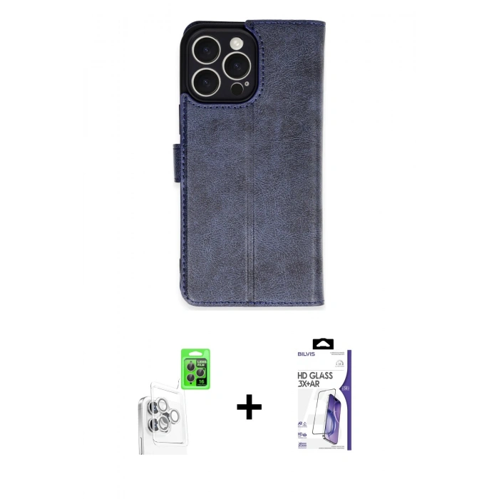 MARSİLYAN™- iPhone 16 Pro Max Kılıf Siluet Işık Serisi - Siyah Bilvis 3X AR HD Cam Ekran Koruyucu + Raze Metal Kamera Lens - BZ