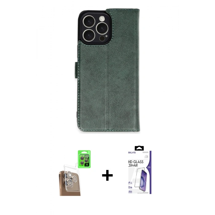 MARSİLYAN™- iPhone 16 Pro Max Kılıf Siluet Işık Serisi - Siyah Bilvis 3X AR HD Cam Ekran Koruyucu + Raze Metal Kamera Lens - CLTM
