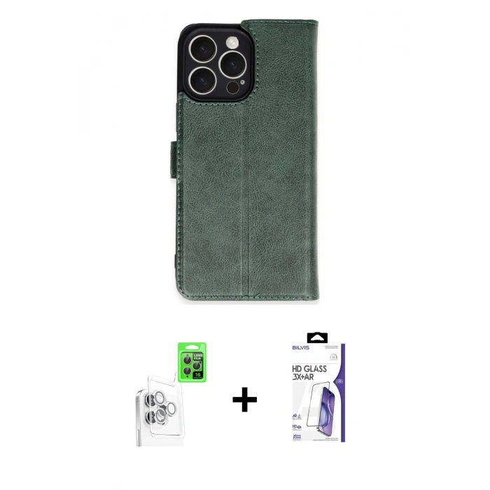 MARSİLYAN™- iPhone 16 Pro Max Kılıf Siluet Işık Serisi - Siyah Bilvis 3X AR HD Cam Ekran Koruyucu + Raze Metal Kamera Lens - BZ