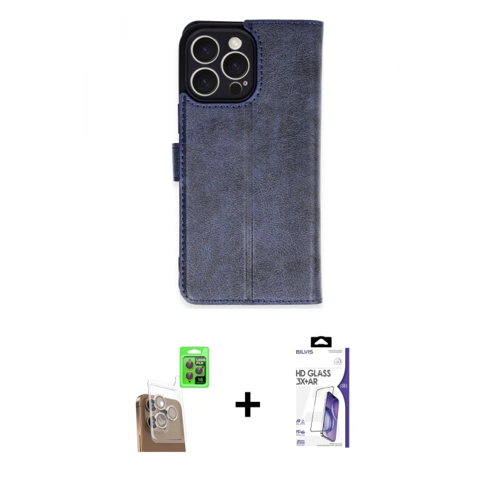 MARSİLYAN™- iPhone 16 Pro Max Kılıf Siluet Işık Serisi - Siyah Bilvis 3X AR HD Cam Ekran Koruyucu + Raze Metal Kamera Lens - CLTM