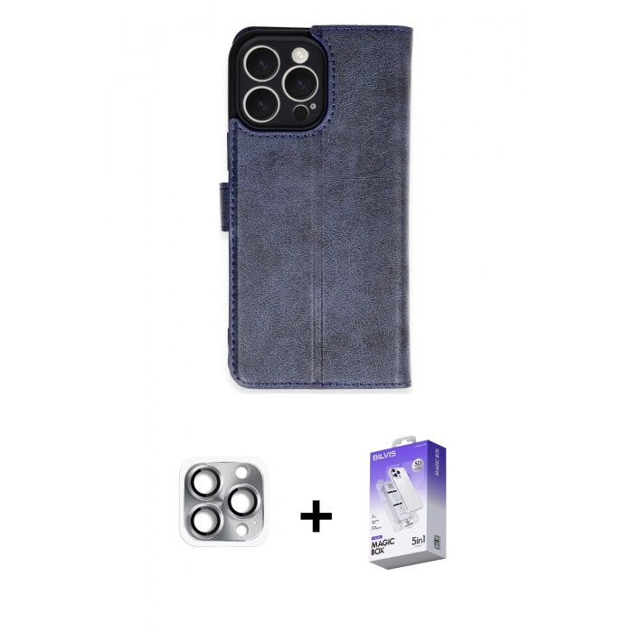 MARSİLYAN™- iPhone 16 Pro Max Kılıf Siluet Işık Serisi - Siyah Bilvis 5in1 3D Magic Cam Ekran Koruyucu + Pers Alüminyum Kamera Lens - GI