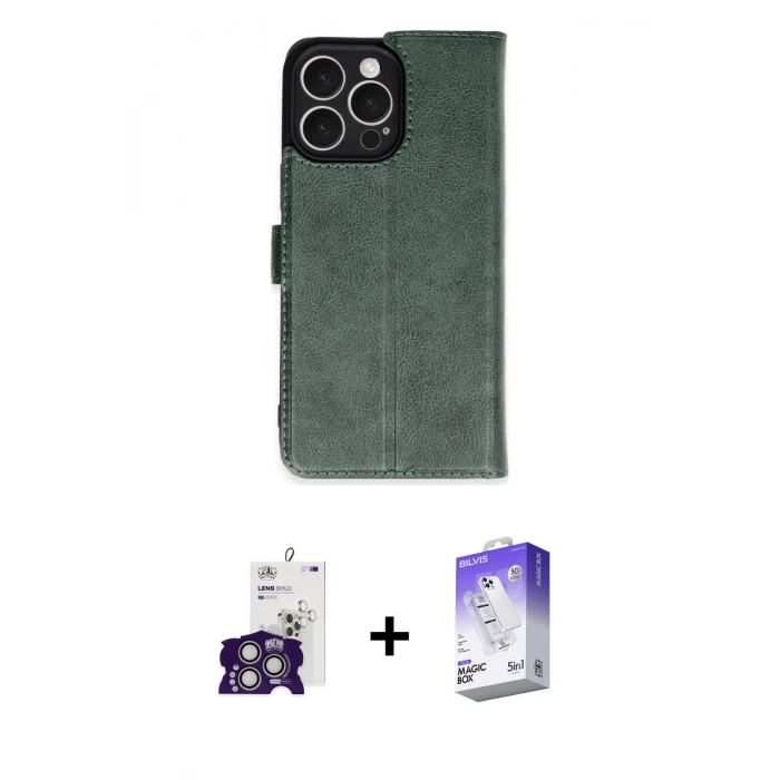 MARSİLYAN™- iPhone 16 Pro Max Kılıf Siluet Işık Serisi - Siyah Bilvis 5in1 3D Magic Cam Ekran Koruyucu + Bilvis Titan Kamera Lens - GS