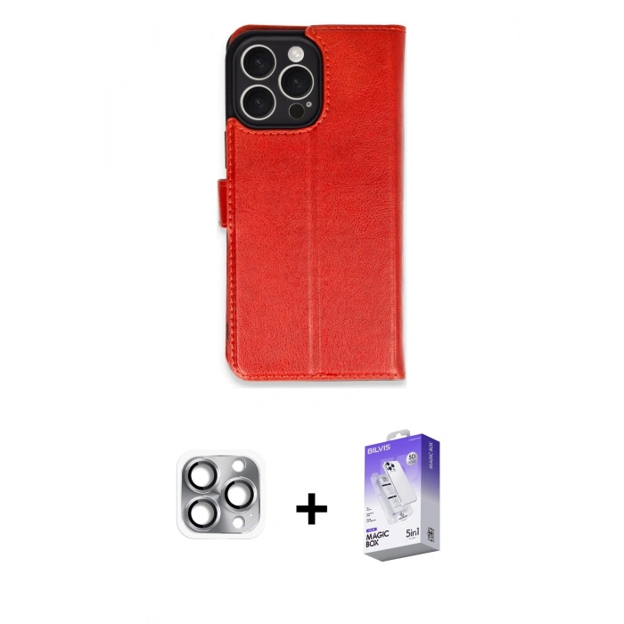 MARSİLYAN™- iPhone 16 Pro Max Kılıf Siluet Işık Serisi - Siyah Bilvis 5in1 3D Magic Cam Ekran Koruyucu + Pers Alüminyum Kamera Lens - GI