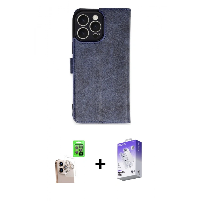 MARSİLYAN™- iPhone 16 Pro Max Kılıf Siluet Işık Serisi - Siyah Bilvis 5in1 3D Magic Cam Ekran Koruyucu + Raze Metal Kamera Lens - NLGY
