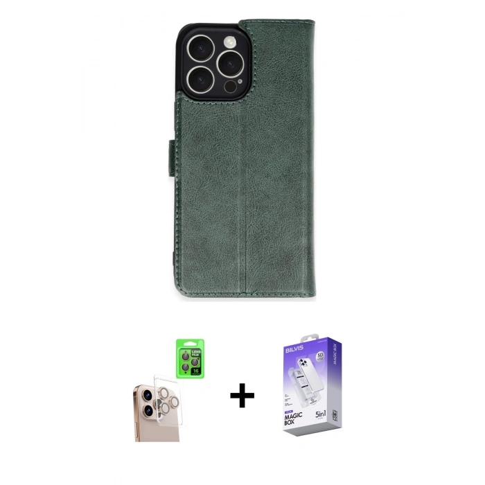 MARSİLYAN™- iPhone 16 Pro Max Kılıf Siluet Işık Serisi - Siyah Bilvis 5in1 3D Magic Cam Ekran Koruyucu + Raze Metal Kamera Lens - NLGY