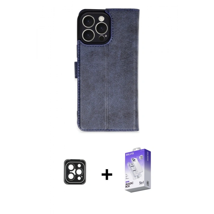 MARSİLYAN™- iPhone 16 Pro Max Kılıf Siluet Işık Serisi - Siyah Bilvis 5in1 3D Magic Cam Ekran Koruyucu + PVD Metal Kamera Lens - SH