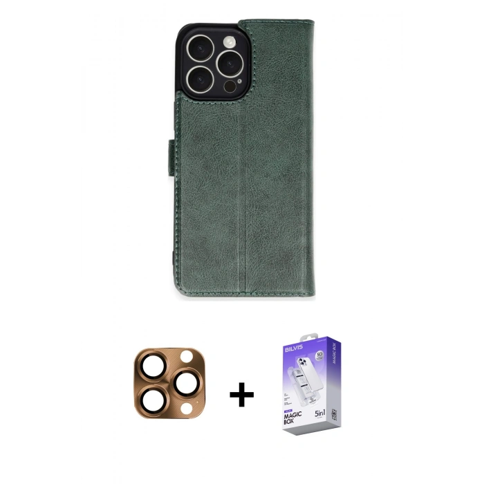 MARSİLYAN™- iPhone 16 Pro Max Kılıf Siluet Işık Serisi - Siyah Bilvis 5in1 3D Magic Cam Ekran Koruyucu + Pers Alüminyum Kamera Lens - CLTM