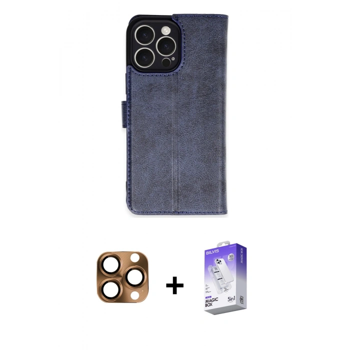 MARSİLYAN™- iPhone 16 Pro Max Kılıf Siluet Işık Serisi - Siyah Bilvis 5in1 3D Magic Cam Ekran Koruyucu + Pers Alüminyum Kamera Lens - CLTM