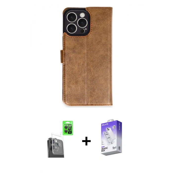 MARSİLYAN™- iPhone 16 Pro Max Kılıf Siluet Işık Serisi - Siyah Bilvis 5in1 3D Magic Cam Ekran Koruyucu + Raze Metal Kamera Lens - SH