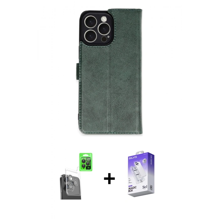 MARSİLYAN™- iPhone 16 Pro Max Kılıf Siluet Işık Serisi - Siyah Bilvis 5in1 3D Magic Cam Ekran Koruyucu + Raze Metal Kamera Lens - SH