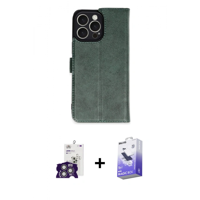 MARSİLYAN™- iPhone 16 Pro Max Kılıf Siluet Işık Serisi - Siyah Bilvis 5in1 5D Magic Hayalet Cam Ekran Koruyucu + Bilvis Titan Kamera Lens - GS