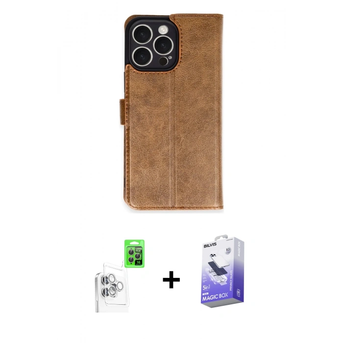 MARSİLYAN™- iPhone 16 Pro Max Kılıf Siluet Işık Serisi - Siyah Bilvis 5in1 5D Magic Hayalet Cam Ekran Koruyucu + Raze Metal Kamera Lens - BZ