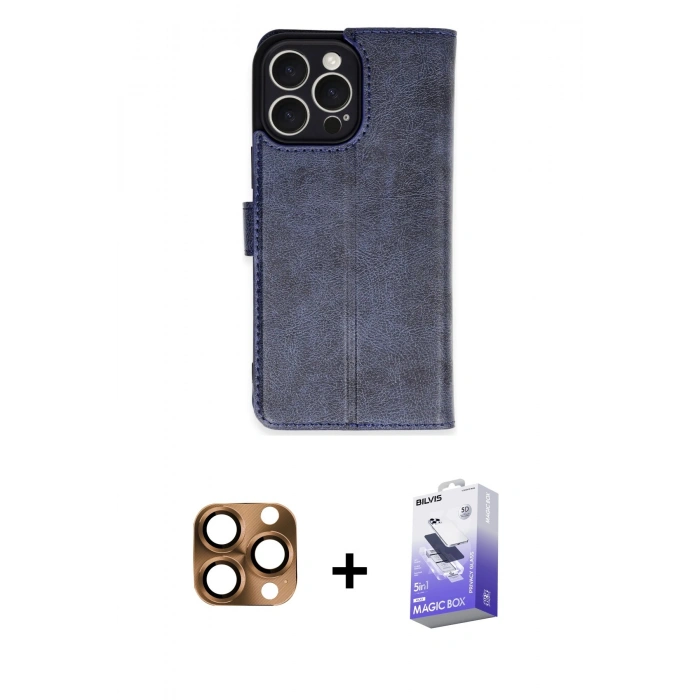 MARSİLYAN™- iPhone 16 Pro Max Kılıf Siluet Işık Serisi - Siyah Bilvis 5in1 5D Magic Hayalet Cam Ekran Koruyucu + Pers Alüminyum Kamera Lens - CLTM