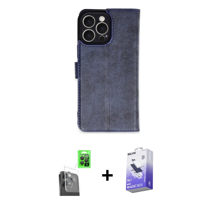 MARSİLYAN™- iPhone 16 Pro Max Kılıf Siluet Işık Serisi - Siyah Bilvis 5in1 5D Magic Hayalet Cam Ekran Koruyucu + Raze Metal Kamera Lens - SH