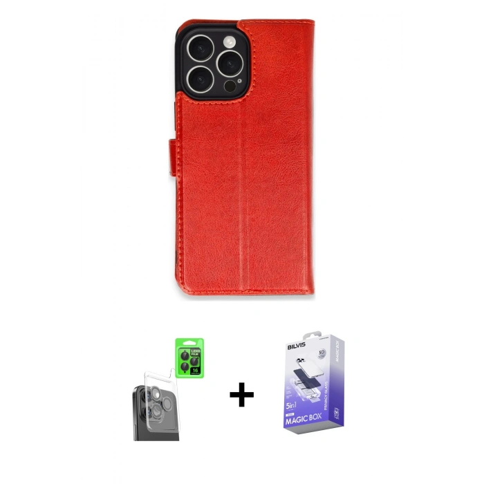MARSİLYAN™- iPhone 16 Pro Max Kılıf Siluet Işık Serisi - Siyah Bilvis 5in1 5D Magic Hayalet Cam Ekran Koruyucu + Raze Metal Kamera Lens - SH