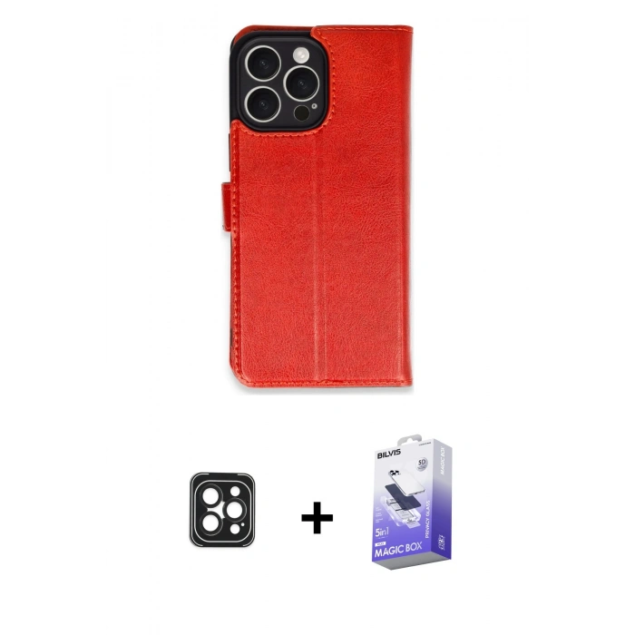 MARSİLYAN™- iPhone 16 Pro Max Kılıf Siluet Işık Serisi - Siyah Bilvis 5in1 5D Magic Hayalet Cam Ekran Koruyucu + PVD Metal Kamera Lens - SH