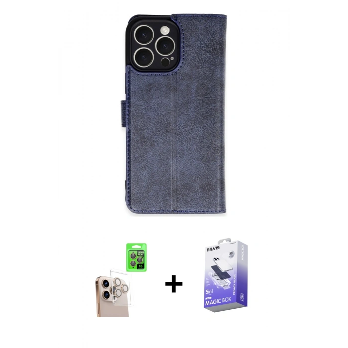 MARSİLYAN™- iPhone 16 Pro Max Kılıf Siluet Işık Serisi - Siyah Bilvis 5in1 5D Magic Hayalet Cam Ekran Koruyucu + Raze Metal Kamera Lens - NLGY