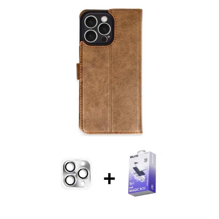 MARSİLYAN™- iPhone 16 Pro Max Kılıf Siluet Işık Serisi - Siyah Bilvis 5in1 5D Magic Hayalet Cam Ekran Koruyucu + Pers Alüminyum Kamera Lens - GS