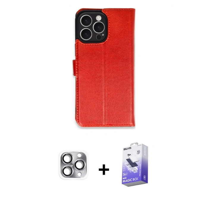 MARSİLYAN™- iPhone 16 Pro Max Kılıf Siluet Işık Serisi - Siyah Bilvis 5in1 5D Magic Hayalet Cam Ekran Koruyucu + Pers Alüminyum Kamera Lens - GI