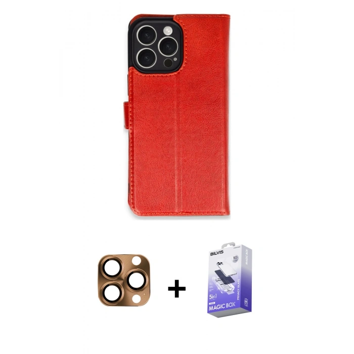 MARSİLYAN™- iPhone 16 Pro Max Kılıf Siluet Işık Serisi - Siyah Bilvis 5in1 5D Magic Hayalet Cam Ekran Koruyucu + Pers Alüminyum Kamera Lens - CLTM