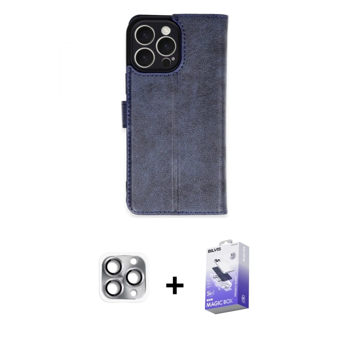 MARSİLYAN™- iPhone 16 Pro Max Kılıf Siluet Işık Serisi - Siyah Bilvis 5in1 5D Magic Hayalet Cam Ekran Koruyucu + Pers Alüminyum Kamera Lens - GI