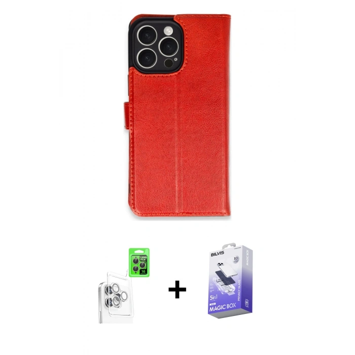 MARSİLYAN™- iPhone 16 Pro Max Kılıf Siluet Işık Serisi - Siyah Bilvis 5in1 5D Magic Hayalet Cam Ekran Koruyucu + Raze Metal Kamera Lens - BZ