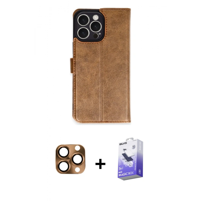MARSİLYAN™- iPhone 16 Pro Max Kılıf Siluet Işık Serisi - Siyah Bilvis 5in1 5D Magic Hayalet Cam Ekran Koruyucu + Pers Alüminyum Kamera Lens - CLTM