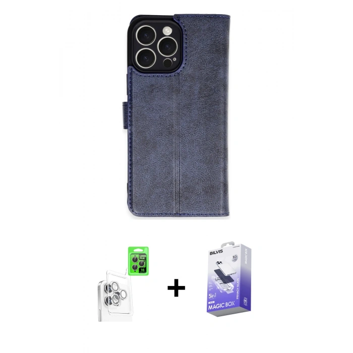 MARSİLYAN™- iPhone 16 Pro Max Kılıf Siluet Işık Serisi - Siyah Bilvis 5in1 5D Magic Hayalet Cam Ekran Koruyucu + Raze Metal Kamera Lens - BZ