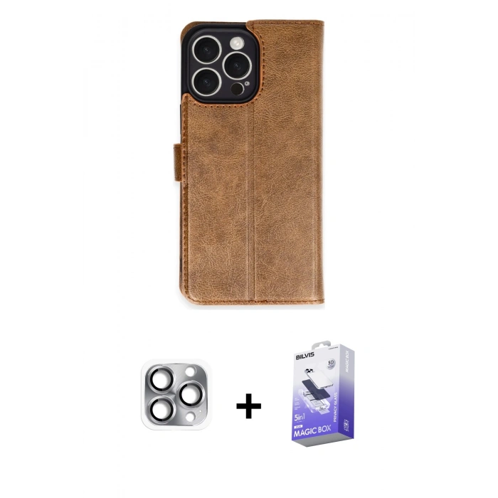 MARSİLYAN™- iPhone 16 Pro Max Kılıf Siluet Işık Serisi - Siyah Bilvis 5in1 5D Magic Hayalet Cam Ekran Koruyucu + Pers Alüminyum Kamera Lens - GI