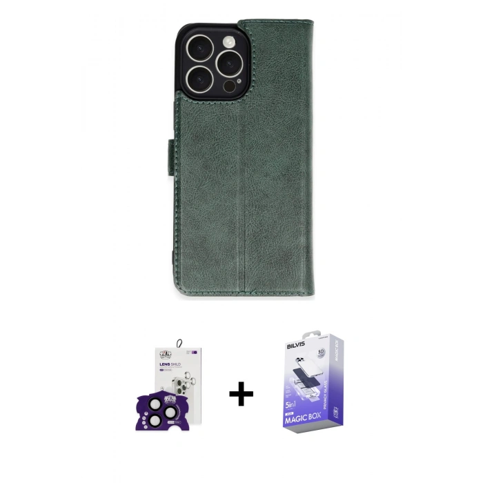 MARSİLYAN™- iPhone 16 Pro Max Kılıf Siluet Işık Serisi - Siyah Bilvis 5in1 5D Magic Hayalet Cam Ekran Koruyucu + Bilvis Titan Kamera Lens - SH