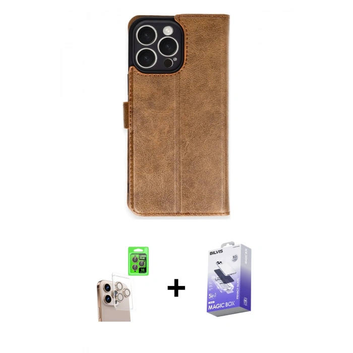 MARSİLYAN™- iPhone 16 Pro Max Kılıf Siluet Işık Serisi - Siyah Bilvis 5in1 5D Magic Hayalet Cam Ekran Koruyucu + Raze Metal Kamera Lens - NLGY