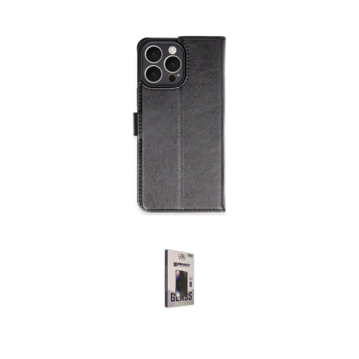 MARSİLYAN™- iPhone 16 Pro Max Kılıf Siluet Işık Serisi - Siyah Bilvis Hayalet Cam Ekran Koruyucu