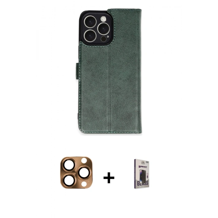 MARSİLYAN™- iPhone 16 Pro Max Kılıf Siluet Işık Serisi - Siyah Bilvis Hayalet Cam Ekran Koruyucu + Pers Alüminyum Kamera Lens - CLTM