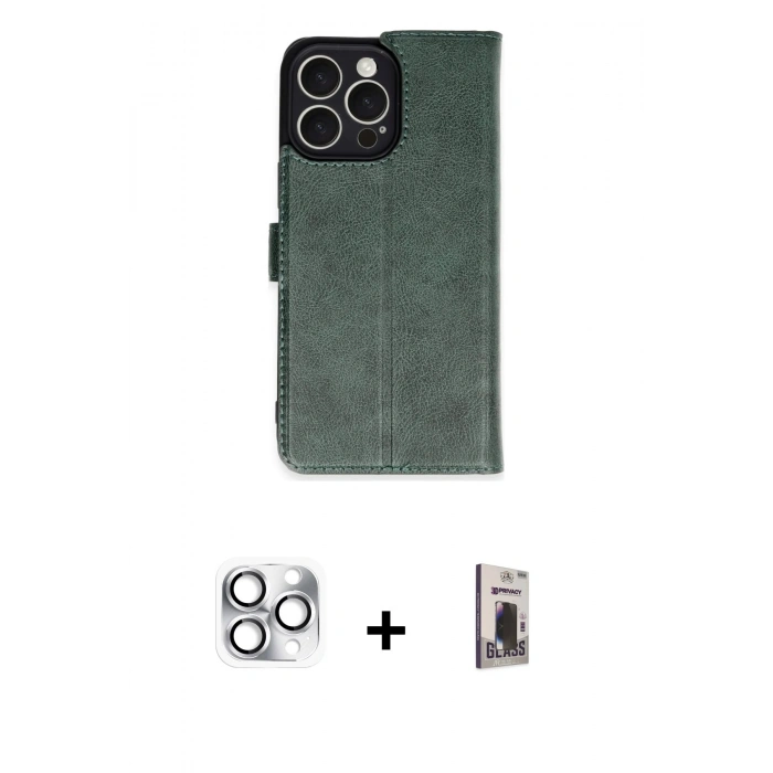 MARSİLYAN™- iPhone 16 Pro Max Kılıf Siluet Işık Serisi - Siyah Bilvis Hayalet Cam Ekran Koruyucu + Pers Alüminyum Kamera Lens - GS
