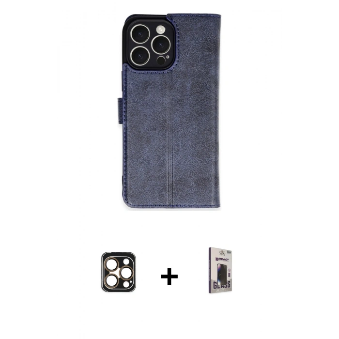 MARSİLYAN™- iPhone 16 Pro Max Kılıf Siluet Işık Serisi - Siyah Bilvis Hayalet Cam Ekran Koruyucu + PVD Metal Kamera Lens - GD