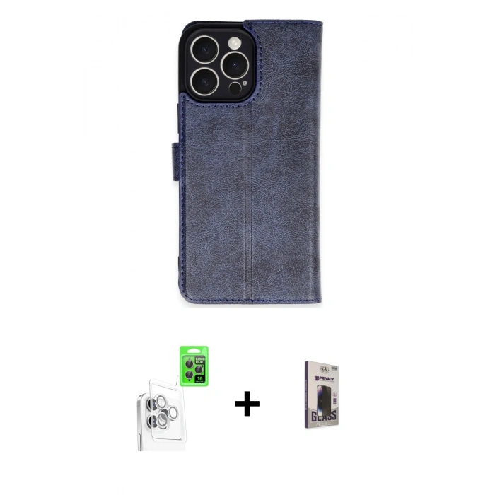 MARSİLYAN™- iPhone 16 Pro Max Kılıf Siluet Işık Serisi - Siyah Bilvis Hayalet Cam Ekran Koruyucu + Raze Metal Kamera Lens - BZ