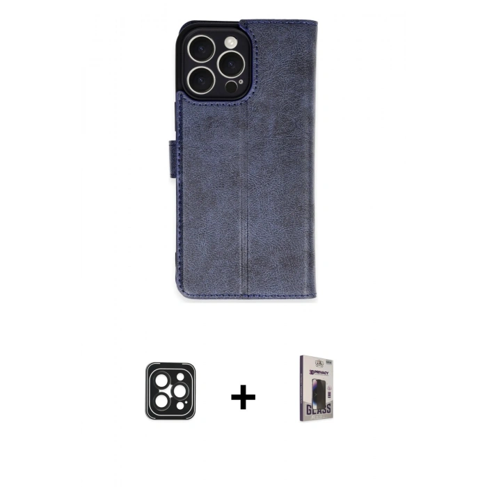 MARSİLYAN™- iPhone 16 Pro Max Kılıf Siluet Işık Serisi - Siyah Bilvis Hayalet Cam Ekran Koruyucu + PVD Metal Kamera Lens - SH