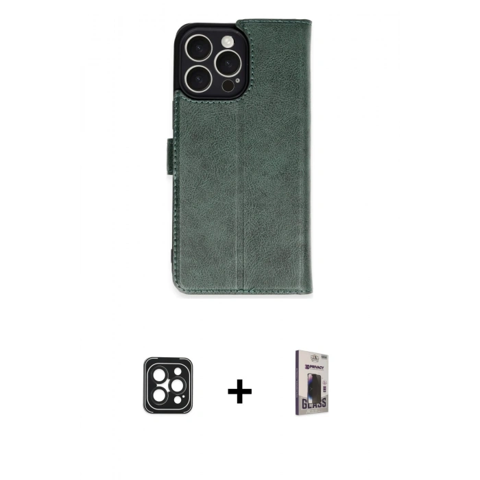 MARSİLYAN™- iPhone 16 Pro Max Kılıf Siluet Işık Serisi - Siyah Bilvis Hayalet Cam Ekran Koruyucu + PVD Metal Kamera Lens - SH