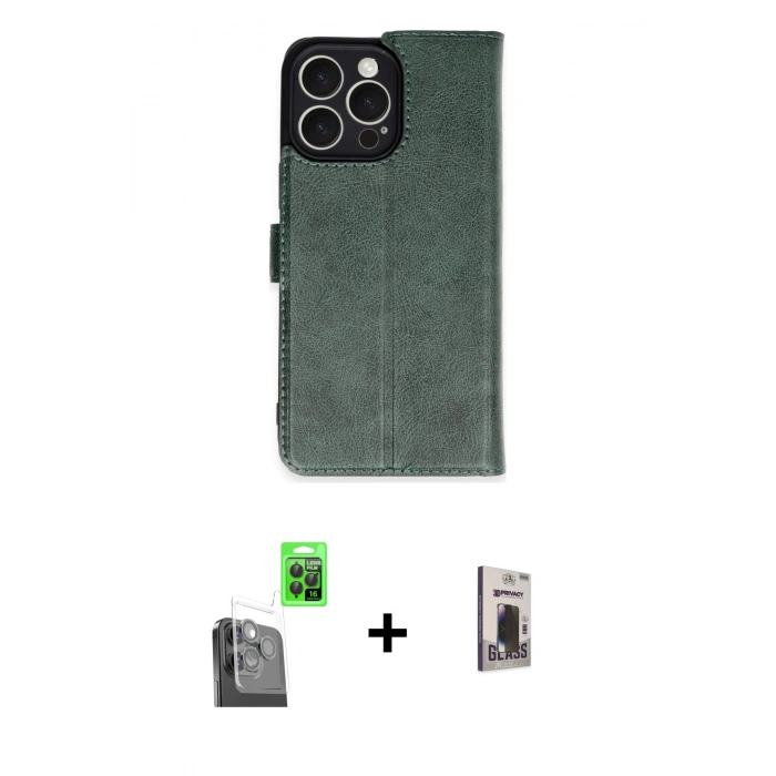 MARSİLYAN™- iPhone 16 Pro Max Kılıf Siluet Işık Serisi - Siyah Bilvis Hayalet Cam Ekran Koruyucu + Raze Metal Kamera Lens - SH