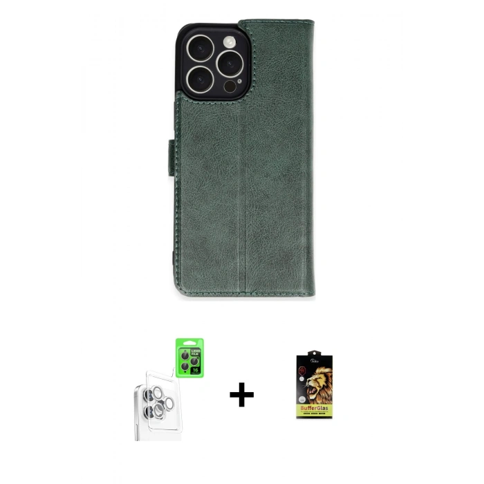 MARSİLYAN™- iPhone 16 Pro Max Kılıf Siluet Işık Serisi - Siyah Buffer Cam Ekran Koruyucu + Beyaz Raze Metal Kamera Lens