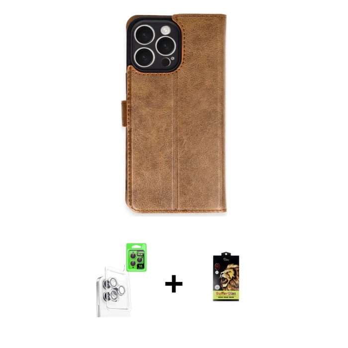 MARSİLYAN™- iPhone 16 Pro Max Kılıf Siluet Işık Serisi - Siyah Buffer Cam Ekran Koruyucu + Beyaz Raze Metal Kamera Lens