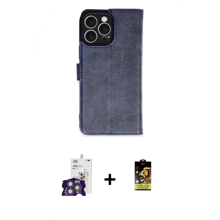 MARSİLYAN™- iPhone 16 Pro Max Kılıf Siluet Işık Serisi - Siyah Buffer Cam Ekran Koruyucu + Gümüş Bilvis Titan Kamera Lens