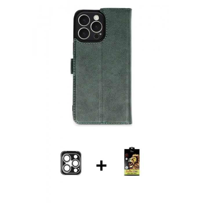 MARSİLYAN™- iPhone 16 Pro Max Kılıf Siluet Işık Serisi - Siyah Buffer Cam Ekran Koruyucu + PVD Metal Kamera Lens - GS