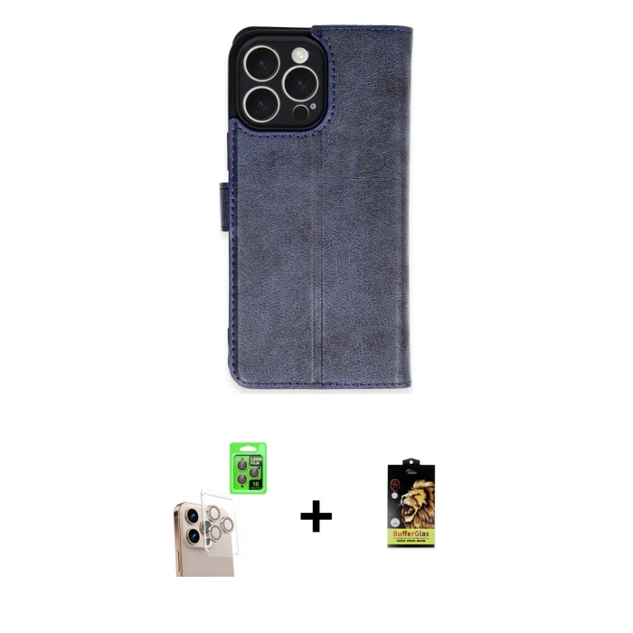 MARSİLYAN™- iPhone 16 Pro Max Kılıf Siluet Işık Serisi - Siyah Buffer Cam Ekran Koruyucu + Raze Metal Kamera Lens - NLGY