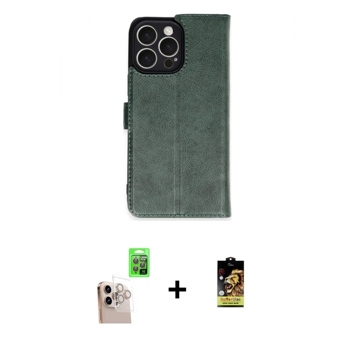 MARSİLYAN™- iPhone 16 Pro Max Kılıf Siluet Işık Serisi - Siyah Buffer Cam Ekran Koruyucu + Raze Metal Kamera Lens - NLGY