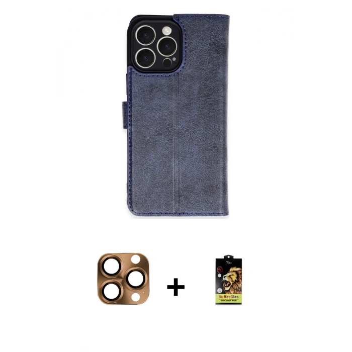MARSİLYAN™- iPhone 16 Pro Max Kılıf Siluet Işık Serisi - Siyah Buffer Cam Ekran Koruyucu + Pers Alüminyum Kamera Lens - CLTM