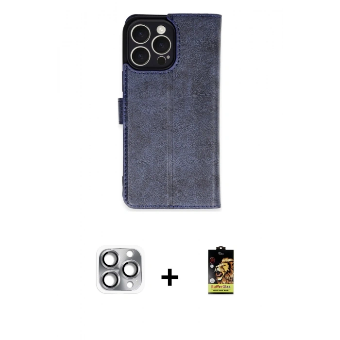 MARSİLYAN™- iPhone 16 Pro Max Kılıf Siluet Işık Serisi - Siyah Buffer Cam Ekran Koruyucu + Pers Alüminyum Kamera Lens - GI