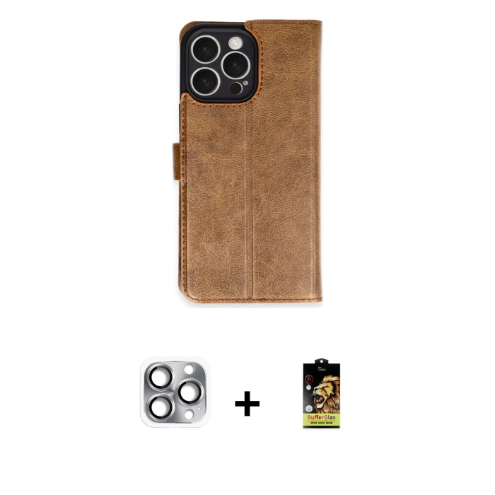 MARSİLYAN™- iPhone 16 Pro Max Kılıf Siluet Işık Serisi - Siyah Buffer Cam Ekran Koruyucu + Pers Alüminyum Kamera Lens - GI