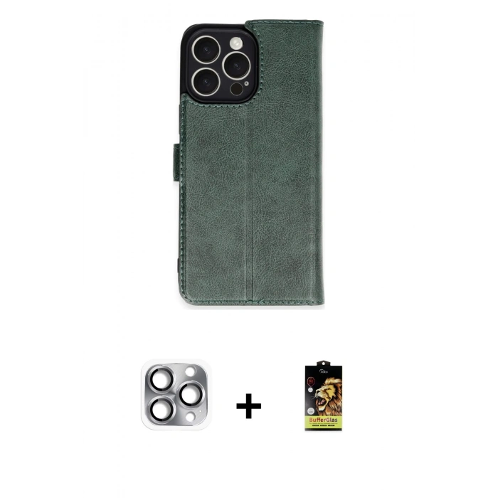 MARSİLYAN™- iPhone 16 Pro Max Kılıf Siluet Işık Serisi - Siyah Buffer Cam Ekran Koruyucu + Pers Alüminyum Kamera Lens - GI
