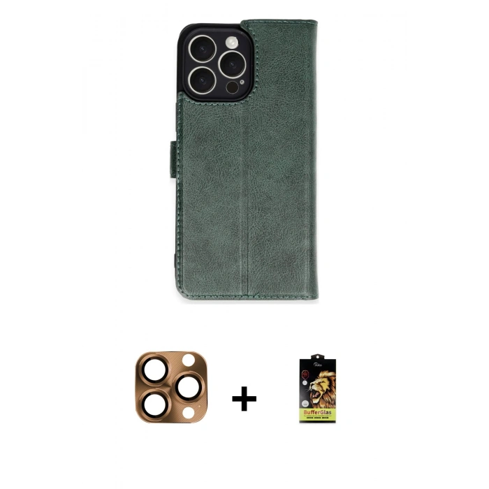 MARSİLYAN™- iPhone 16 Pro Max Kılıf Siluet Işık Serisi - Siyah Buffer Cam Ekran Koruyucu + Pers Alüminyum Kamera Lens - CLTM